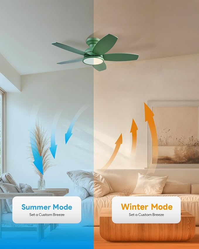 VONLUCE Ceiling Fans with Lights, 36 Inch Ceiling Fan and Remote, Full-spectrum LED Light, 3CCT, 6-Speeds Noiseless Reversible DC Motor, Modern Ceiling Fan for Bedroom Living Room Farmhouse, Green