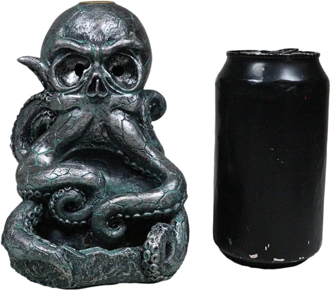 Ebros Gift Nautical Marine Cthulhu Octopus Tentacles Skull Sea Monster Backflow Incense Cone Burner Figurine Home Aromatherapy Fragrance Holder