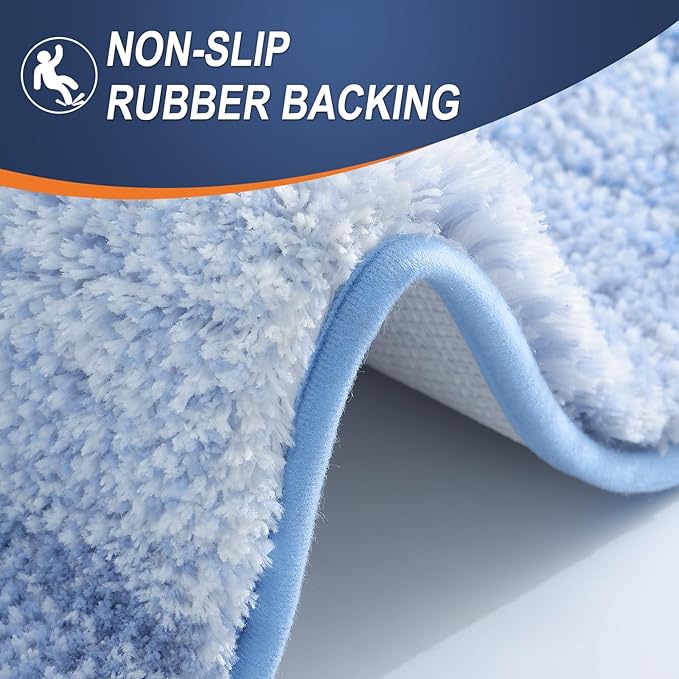 OLANLY Large Bathroom Rugs Mat 54x24, Extra Soft Absorbent Microfiber Bath Rugs, Rubber Backing, Quick Dry, Washable Bath Mats for Bathroom Floor, Tub and Shower, Home Decor Accessories, Light Blue