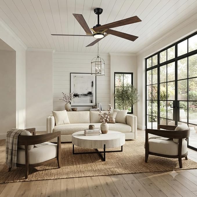 Ceiling Fans with Lights and Remote (Modern Brown, 60 inch)
