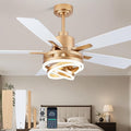 Bella Depot 52 Inch Gold White Ceiling Fan Modern Chandelier Ceiling Fan with Dimmable Light, 6-Speed, Reversible, Timing Option - Ideal for Bedroom Living Room