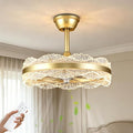 Depuley Fandelier Ceiling Fans with Lights: 20" Gold Cagd Fan with Remote Control - Crystal Chandelier Fan Light for Girl's Bedroom Living Room Nursery