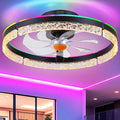 Mpayel 20" Low Profile Ceiling Fan with RGB Light - Modern Bladeless Flush Mount Ceiling Fan with Remote, Quiet DC Motor, 6 Speeds, 3CCT Dimmable LED Light for Kids Room, Bedroom & Bunk Beds