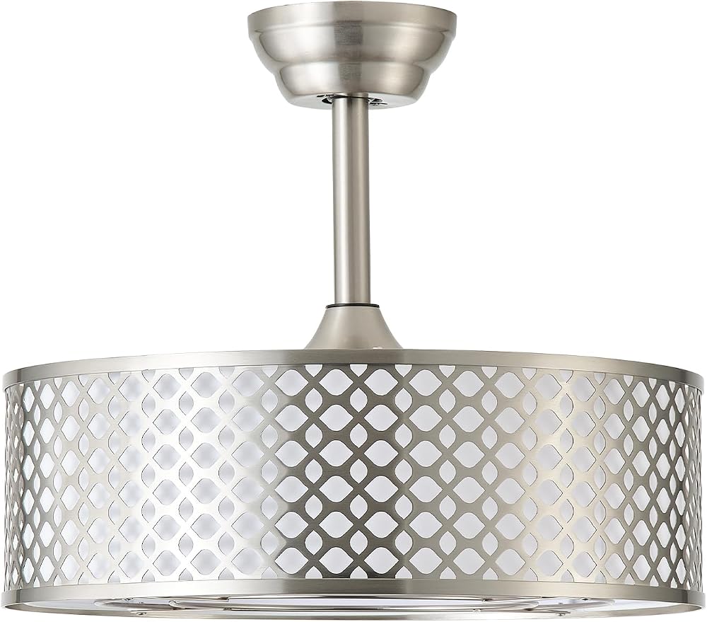 Silver Fandelier Ceiling Fan with Light, 20" Caged Boho Ceiling Fans with Lights and Remote, Mid Century with 6 Speeds for Bedroom, Living Room, Nursery