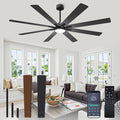 VOLISUN Large Ceiling Fans with Lights, 72 inch Ceiling Fan with Light and Remote, Indoor/Outdoor Black Ceiling Fans for Patio, Living Room, 6 Speed Reversible Quiet, 3 CCT, Dual Finish 8 Blades