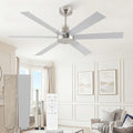 ZMISHIBO 48 Inch Ceiling Fans No Light, Brushed Nickel Ceiling Fan Wth No Light, 6 Blades, Quiet Reversible DC Motor, 6-Speeds, Ceiling Fan Modern for Living Room, Bedroom, Office, Indoor/Outdoor Use