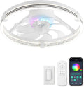 ZMISHIBO Low Profile Ceiling Fans with Lights, Flush Mount Modern Ceiling Fan and Remote Control, 20" LED Ceiling Fans, Stepless Dimmable 3 Colors and 6 Speeds (White RGB, 20")
