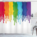 Ambesonne Abstract Shower Curtain, Rainbow Colored Paint Dripping Splattered Drops Creative Graphic Art Design, Cloth Fabric Bathroom Decor Set with Hooks, 69" W x 84" L, White Jade Green Sky Blue