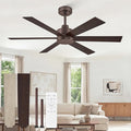 ZMISHIBO 48 Inch Ceiling Fans Without Lights, Farmhouse Ceiling Fan, 6 Blades, Quiet Reversible DC Motor, 6-Speeds, Brown Ceiling Fan With Remote for Living Room, Bedroom, Garage, Indoor/Outdoor Use
