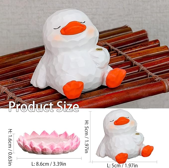 Duck Incense Holder for Stick, Cute Animal Figurine Incense Burner Lotus Flower Stand Ash Catcher Creative Cartoon Resin Frog Statue for Home Room Decor Meditation Yoga Spa