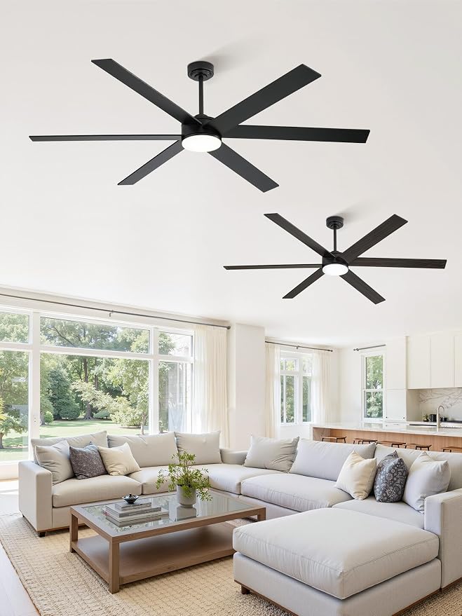 Fanbulous 72 Inch Ceiling Fans with Lights and Remote, Reversible 6 Blades & Dimmable 3-Color Outdoor Ceiling Fans for Patios, DC Motor Large Ceiling Fan for Indoor or Covered Outdoor, Black