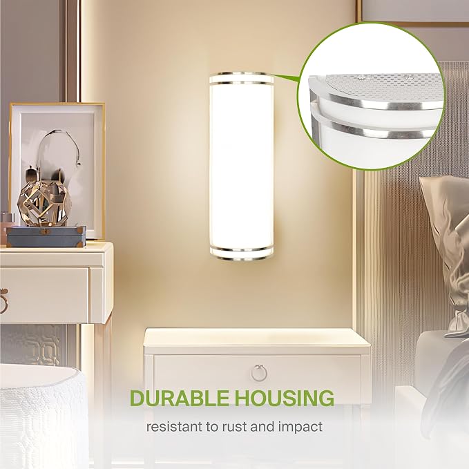 ASD Indoor LED Wall Sconce Lights - 18 Inch 25W Brushed Nickel Modern LED Wall Sconces Hardwired - ETL Dimmable 3000K 4000K 5000K Adjustable Sconce Light Fixture for Bedroom, Hallway, 2 Pack