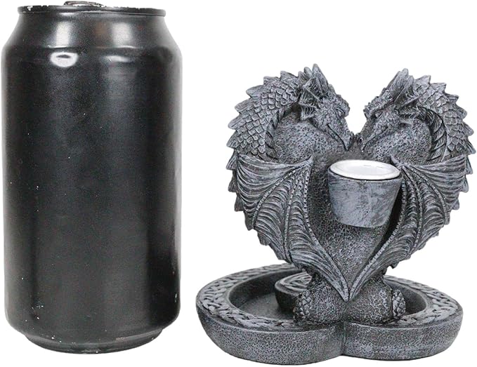 Ebros Gift Guardian of Faux Stone Celtic Heart Tomb Altar Romantic Double Dragon Backflow Cone Incense Cascading Smoke Pool Waterfall Burner Holder Figurine Fantasy Gothic Dungeons and Dragons
