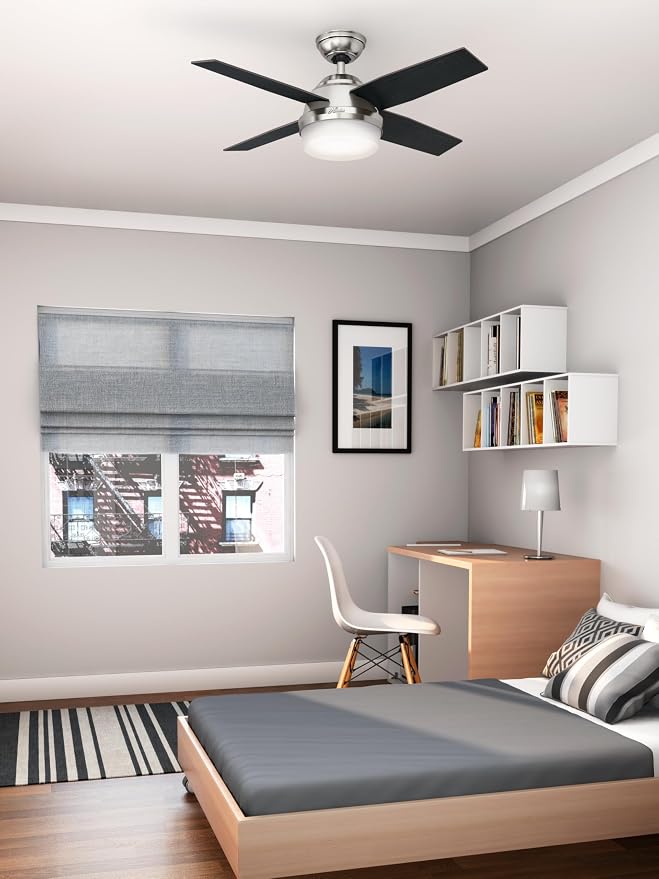 Hunter Dempsey, Indoor, Ceiling Fan, Modern, Quiet, 44 inch, Brushed Nickel