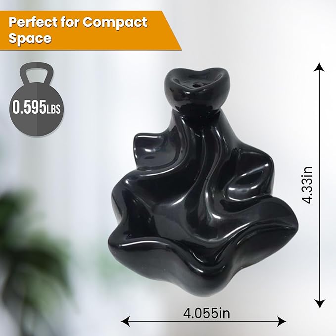 Ceramic Backflow Incense Holder Smoke Waterfall Burner Set with 120 Backflow Incense Cones, 30 Incense Sticks & Premium Accessories for Aromatherapy Home Decor