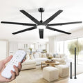 Amico Ceiling Fans with Lights,74 inch Black Ceiling fan with Light and Remote, 6 Speed Reversible DC Motor, 3CCT, Dimmable, Quiet, Timer, Large Modern Ceiling Fan for Living room, Indoor/Outdoor