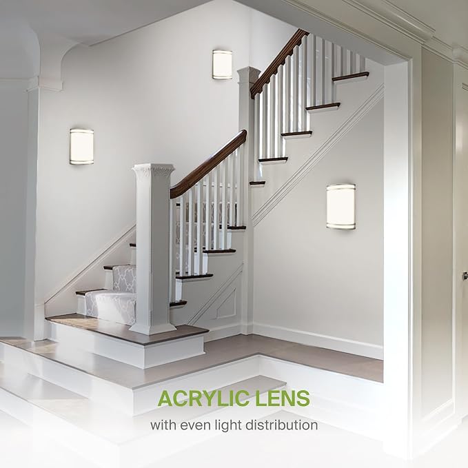 ASD Indoor LED Wall Sconce Lights - 8 Inch 15W Brushed Nickel Modern LED Wall Sconces Hardwired - ETL Dimmable 3000K 4000K 5000K Adjustable Sconce Light Fixture for Bedroom, Hallway