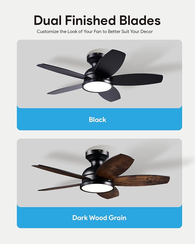 VONLUCE Ceiling Fans with Lights, 36 Inch Ceiling Fan and Remote, Full-spectrum LED Light, 3CCT, 6-Speeds Noiseless Reversible DC Motor, Modern Ceiling Fan for Bedroom Living Room Farmhouse, Black