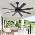 52 Inch Ceiling Fan No Light, Modern Ceiling Fan with Remote Control, Quite DC Motor 8 Reversible Blades Indoor Outdoor Industrial Ceiling Fan without Light For Living Room Bedroom Patio Garage
