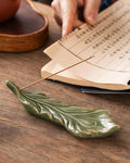 Phoenix Feather Incense Stick Holder with Ash Catcher - Handmade Ceramic Lucky Incense Burner for Meditation, Yoga, and Home Decor