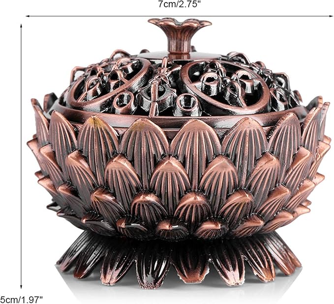 Ejoyous Incense Holder, Vintage Alloy Lotus Incense Stick Cone Burner Holder for Yoga Zen Meditation and Home Decoration