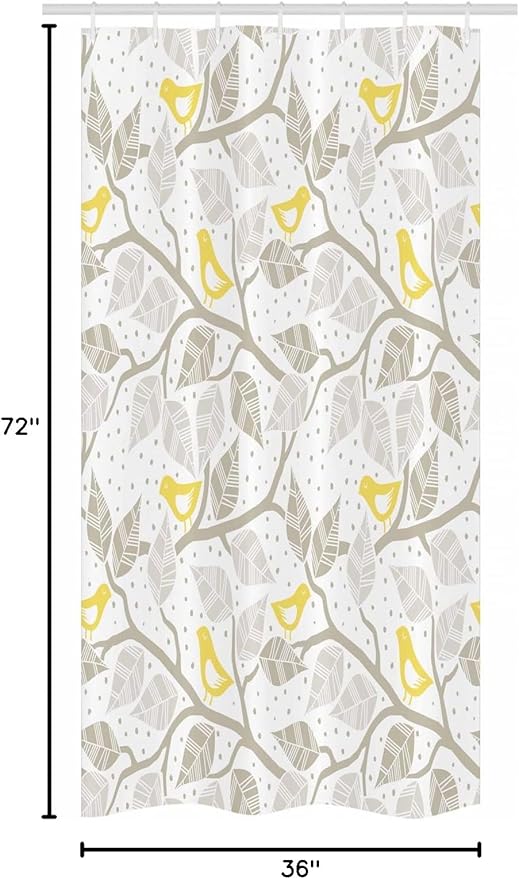 Ambesonne Grey Stall Shower Curtain, Pastel Colored Repetitive Pattern of Irregular Dots Silhouettes Style, Fabric Bathroom Decor Set with Hooks, 36" W x 72" L, Yellow and White