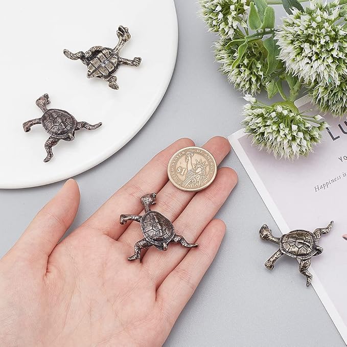 WEBEEDY 4 Pcs Incense Stick Holder Kung Fu Turtle Incense Holder Alloy Incense Burner Stand Purify The Air Censer Holder Turtle Ornament for Aromatherapy, Yoga, Meditation