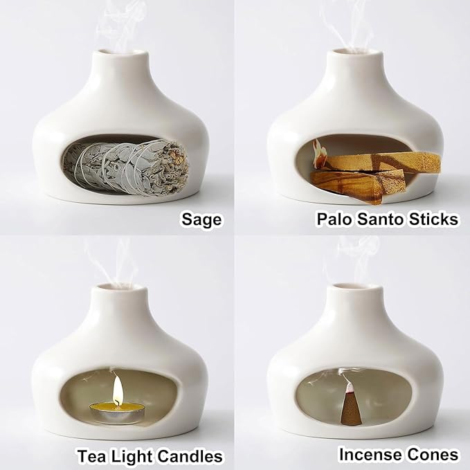 Palo Santo Holder, Incense Burner Zen Decor, Smudge Bowl for Meditation Yoga, Chimeneas Incense Holder, Handmade Ceramic Incense Holder Ash Catcher