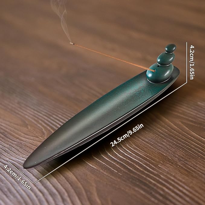 Incense Holder for Sticks, Minimalist Aesthetics Design Incense Burner for Sticks with 2 Holes, Ceramic Ash Catcher for Meditation Yoga Spa Relaxation Home Decor Gift (Stone)