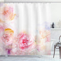 Ambesonne Shabby Flora Shower Curtain, Nature Garden Romantic Victorian Flowers Roses Leaves Image, Cloth Fabric Bathroom Decor Set with Hooks, 69" W x 84" L, Pale Pink Hot Pink