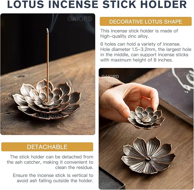 29 Pcs Brass Powder Incense Burner Kit, Incense Making Kit, Incense Powder with Incense Stick Holder(Stick/Cone/Coil Incense) Ash Catcher Tray As Gift for Yoga and Meditation (Glod)