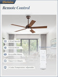 Fanbulous 48 Inch Ceiling Fan with Light and Remote, Brown Ceiling Fans with Light, 5 Dual-Color Blades, Reversible Quiet DC Motor, 6 Speeds, 3CCT Adjustable LED for Bedroom Living Room Kitchen Patio