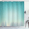 Ambesonne Winter Shower Curtain, Snow Falls on The Spruce Forest Fir Trees Seasonal Nature Woods ICY Cold Xmas, Cloth Fabric Bathroom Decor Set with Hooks, 69" W x 70" L, Turquoise White