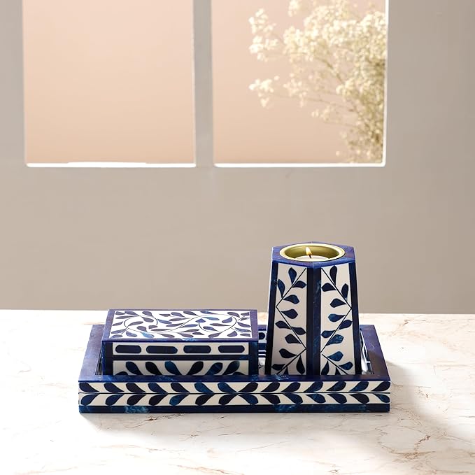 RITUALISTIC Bakhoor Set Perfect for Home fragrances Stylish Home décor | Traditional dhoop Dhani | Puja Essentials | Arabic Incense Holder with Storage and Multipurpose Tray | Blue