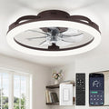 LEDIARY 20 Inch Low Profile Ceiling Fans with Lights and Remote, Dimmable Modern Fan Light(3000K-6000K), 6 Speed, Reversible, APP & Remote Control, Flush Mount Ceiling Fan for Bedroom, Brown