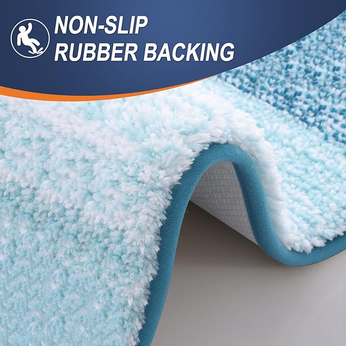OLANLY Bathroom Runner Rugs Mat 47x20, Extra Soft Absorbent Microfiber Bath Rugs, Rubber Backing, Quick Dry, Washable Long Bath Mats for Bathroom, Tub and Shower, Home Decor Accessories, Peacock Blue