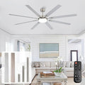 80 Inch Ceiling Fans with Lights and Remote,Living Room Office Library Cafe Outdoor, 5CCT Dimmable, Dual Color 8 Blades, 6 Speed Reversible Quiet DC Motor, Dual-Layer Shade, Sand-nickel/Wood Grain