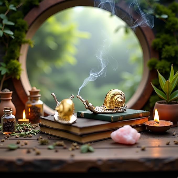 2 Pcs Gold Snail Shaped Incense Burner Stick Holder Animal Shaped Home Vintage Incense Holders