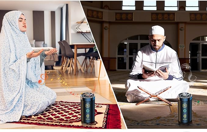 2 in 1 Electric Incense Burner with Quran Speaker, Rechargeble Bakhoor Burner Aroma Diffuser for Car Office Home Bedroom Living Room Study Spa (Black-1)