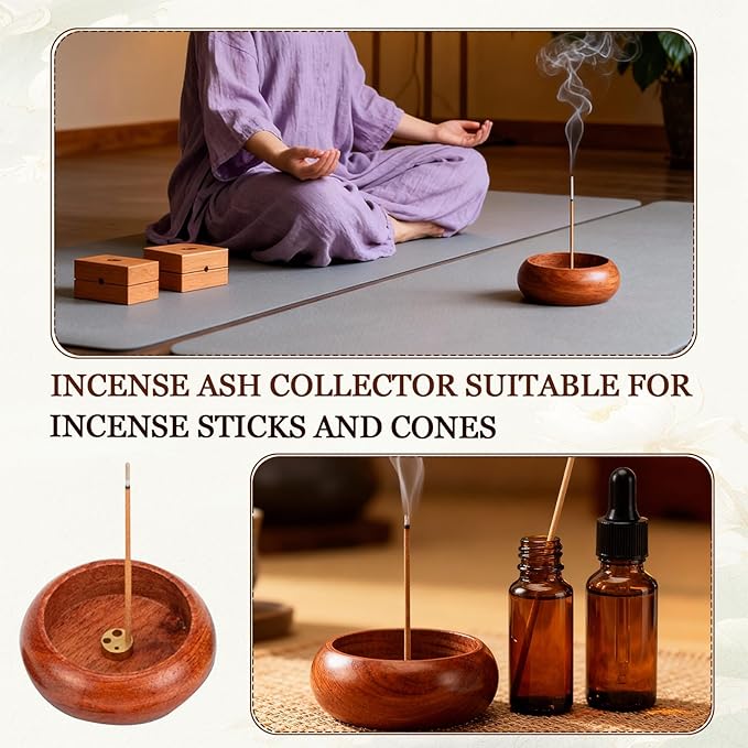 20 Wooden Incense Holder for Stick, Incense Stick Holder with Ash Catcher, Incenses Burner for Aromatherapy Ornament, Home Decor Meditation Retreat Gift Yoga Gift Set | with Organza Bag & Tag