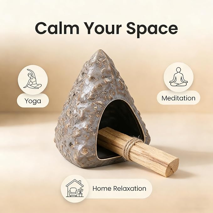 Palo Santo Burner Chimney,Mini Chiminea Incense Burner,Ceramic Incense Holder for Palo Santo Sticks,Sage, Cone Burning,Applicable to Yoga Spa Aromatherapy Meditation