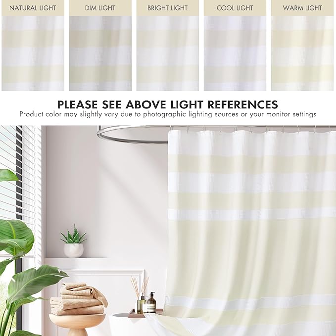 Madison Park Shower Curtain Spa Waffle Weave Shower Curtain for Bathroom 3M Scotchgard Moisture Management, Spa Quality Modern Shower Curtains for Bathroom, Standard: 72x72 Cream