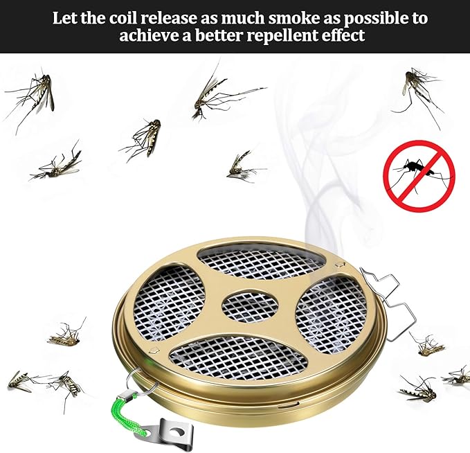 2 Pcs Portable Mosquito Coil Holder – Mosquito Coil & Incense Burner Metal Sandalwood Incense Burner for Camping Fishing Hiking Travel Patio Garden Outdoor Indoor for Repelling Mosquitos