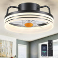 Mpayel Ceiling Fans with Lights and Remote - Flush Mount Low Profile Ceiling Fans - 13” Bladeless Enclosed Ceiling Fans with Led Light and Stepless Dimming, Small Modern Ceiling Fan for Bedroom