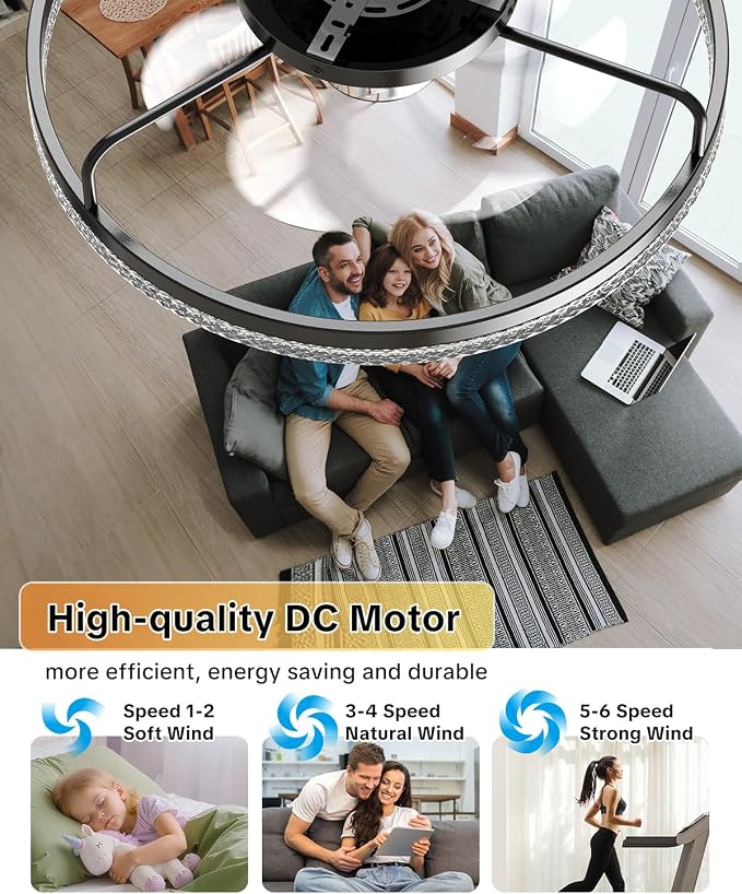 AIKVSXER Ceiling Fan with Lights and Remote, 20in Modern Ceiling Fans | 3000K-6500K Smart Ceiling Fans with Lights, Low Profile Flush Mount Ceiling Fan with Light, Quiet Ceiling Fan for Bedroom