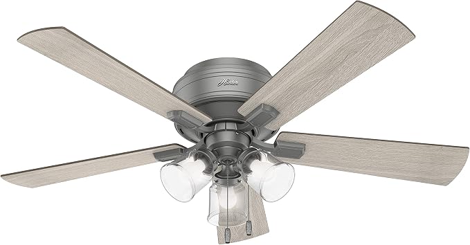 Hunter Crestfield, Indoor, Ceiling Fan, Quiet, 52 inch, Matte Silver