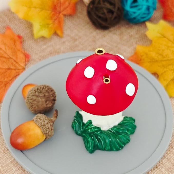 Mushroom Incense Holder for Sticks, Cute Mushroom Incense Burner Dual Sizes Holes for Sticks, Statue Christmas Home Decorations, Unique Gift for Women Men