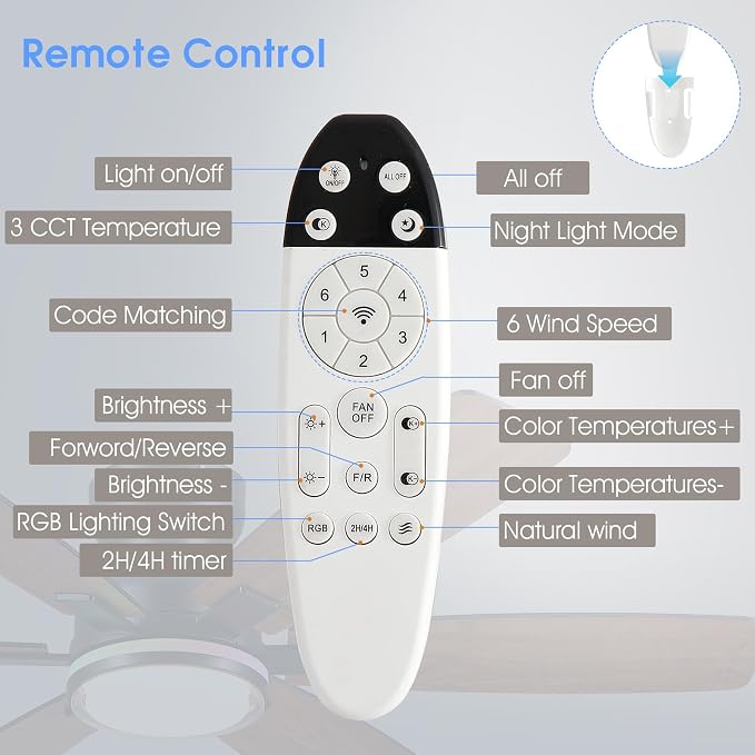 Kviflon 52" Ceiling Fans with RGB Lights, Low Profile Ceiling Fan with Remote/APP Control, Flush Mount, Double-Sided 6 Reversible Blades, RGB+3CCT Dimmable Lights, Double Lampshade for Bedroom, Brown