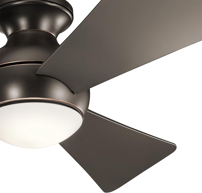 Kichler Sola LED 44" 3 Blade Fan with Etched Cased Opal Glass in Olde Bronze finish and Brown Blades