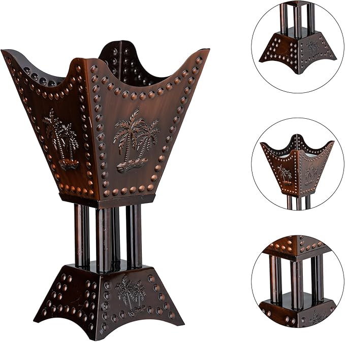 Decorative Palm Tree Incense Burner, Gold Metal Design (Red copper-WF012)